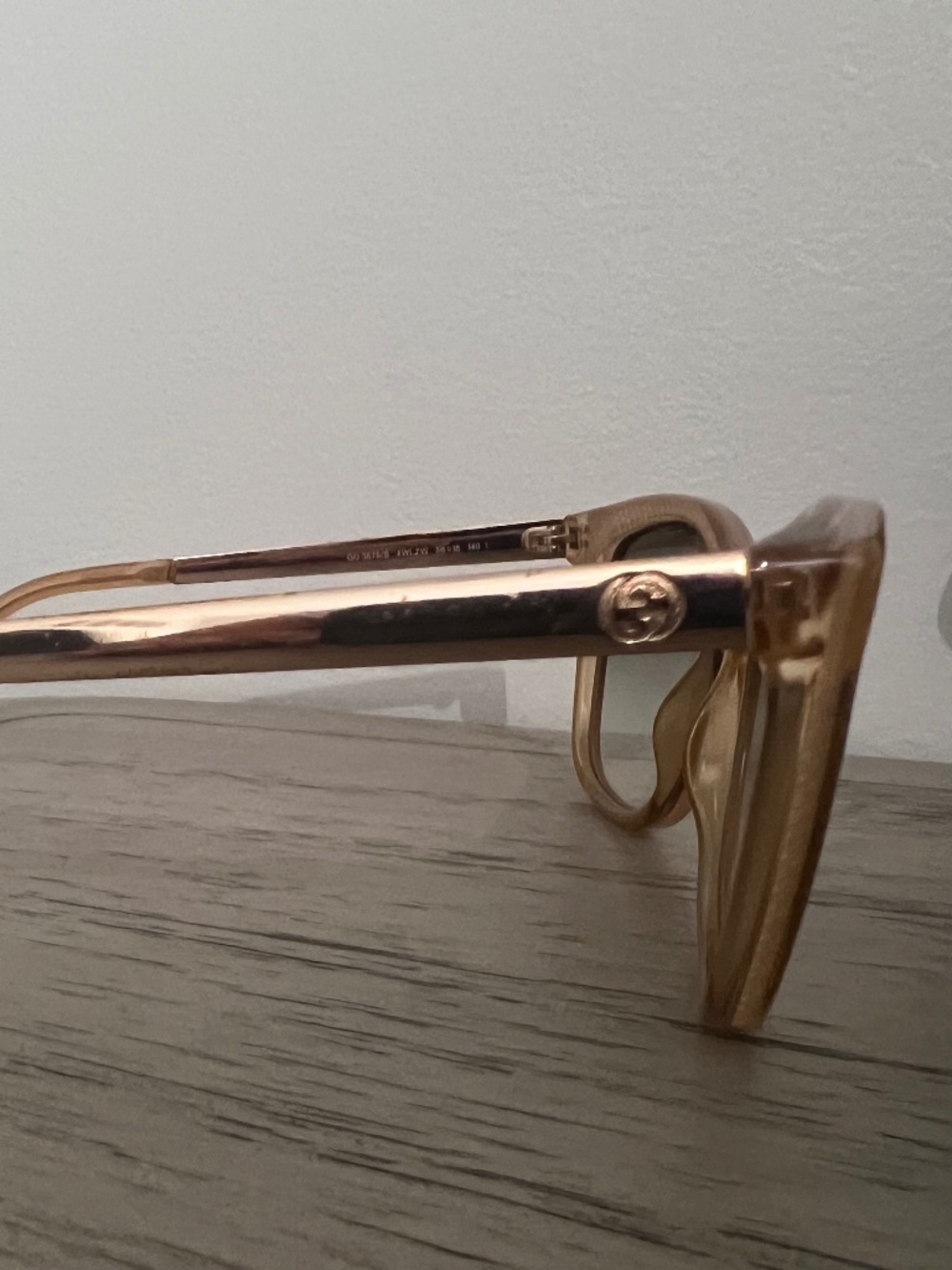 Gucci Transparent Light Brown/Tan Frame Sunglasses with Gold Logo